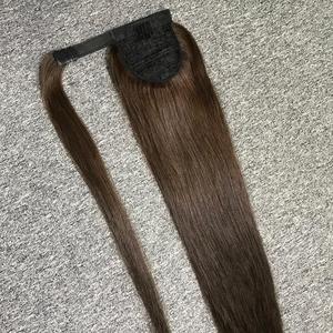 Hot Selling Vietnamese Remy Virgin Human <b>Hair</b> Straight <b>Ponytail</b> <b>Extensions</b> Machine Double Weft Drawstring Darker Color Only - Product Image 3