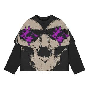 เสื้อยืดแขนยาวสองชั้นลายกราฟิกสไตล์วินเทจสำหรับผู้ชายเสื้อยืดผ้าฝ้าย100% ตามสั่ง - Product Image 2