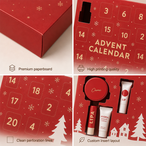 Boîte de calendrier de l'<span class=keywords><strong>avent</strong></span> pour soins de la peau personnalisée, vide, 24 jours, en carton robuste, emballage de Noël avec insert, du fabricant - Product Image 4