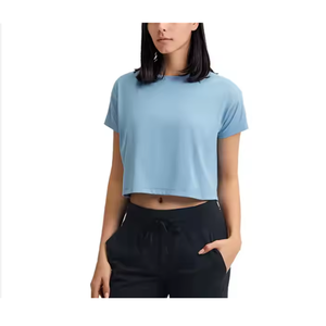 เสื้อยืดเอวลอยสำหรับผู้หญิงเสื้อยืดพื้นขนาดใหญ่น่ารักและระบายอากาศได้ดีระบบ GSM 180 - Product Image 2