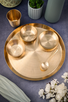 Ensemble de thali Kansa en laiton pur indien, vaisselle moderne écologique, compatible lave-vaisselle, faible MOQ, personnalisable, pour la maison et les fêtes