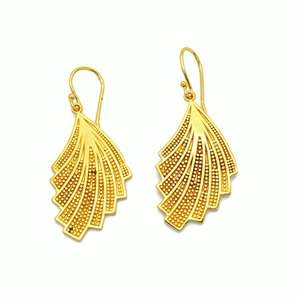 Vente en gros 2024 Nouveau design en laiton plaqué or 18 carats pour femmes Boucles d'oreilles pendantes en forme de plume de feuille Bijoux d'oreille fantaisie - Product Image 4