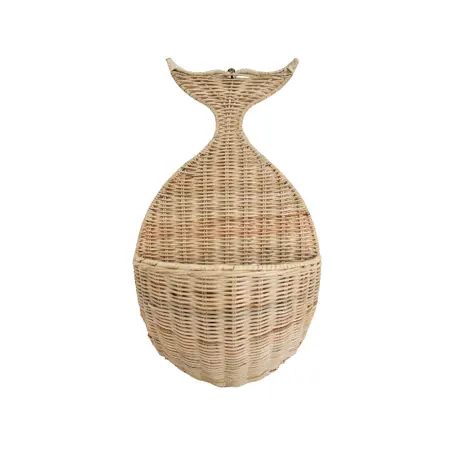最高の選択とトップ製品ハンギングウォールバスケットの装飾手織り籐魚の形のリビングルーム用バスケット