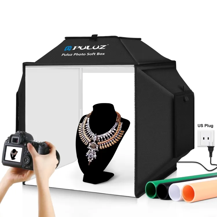 PULUZ 40cm Folding 72W 5500K Soft Light Photography Shooting Tent Photo Studio Box Kit with 4 Colors Backdrops
