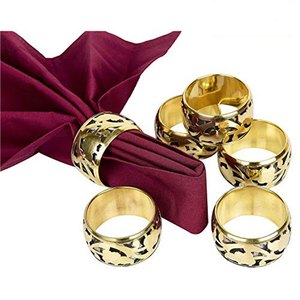 Rond de serviette en métal de forme ronde porte-serviette doré brillant et brillant pour la décoration de table de dîners de mariage - Product Image 1