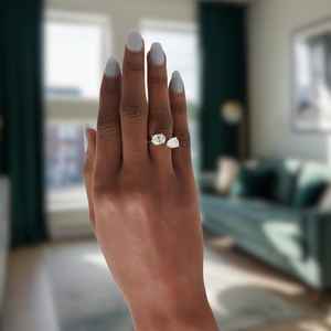 Plata de Ley 925 pera fina y corte ovalado Original Moissanite diamante Toi Moi anillo aniversario fiesta regalo para socio - Product Image 3