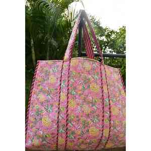 Sac fourre-tout floral Jaal bohème, sac à main tendance été, doublure en coton résistante à l'eau, imprimé traditionnel fait main, ouvert - Product Image 1