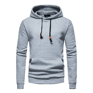 Sudadera informal con capucha para hombre, sudadera de algodón acolchado a cuadros de color sólido para hombre, Sudadera con capucha para hombre - Product Image 3