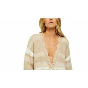 Cardigan Lungo da Donna Free People a Righe, Manica Lunga, Taglia S, Bianco, in Lana, Stile Bohémien con Bottoni, per Autunno e Inverno - Product Image 2