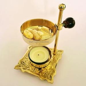 Support de brûleur à charbon de bois d'encens en laiton de conception unique avec lampe d'encens d'arôme de bol réglable pour la décoration intérieure religieuse - Product Image 1