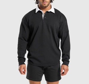Camiseta de Rugby para Hombre 100% Algodón Directo de Fábrica, Franja de 4 Pulgadas, Reversible, Clásica, Manga Larga, Estilo Polo - Product Image 1