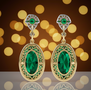 Luxury Green Hydro Oval 15x20 Earrings with CZ in 18K Gold Plated 925 Sterling <b>Silver</b> Fine Jewelry <b>Wedding</b> Party Wear - Product Image 3
