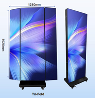 Écran d'affichage LED numérique pliable P1.53 pour intérieur, prix d'usine, 1280*1920mm, protection, écran d'affichage LED mobile sur pied