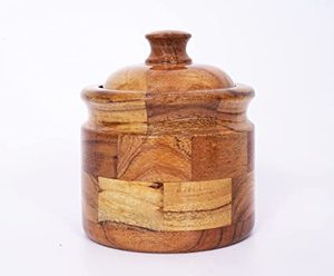 Pot de récipient de table en bois Pots pour espèces alimentaires Fruits secs Conteneur de stockage Pot Maison Hôtel Restaurant Cuisine Décoration - Product Image 5