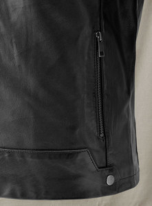 Chaqueta de cuero para hombre, estilo motorista Premium, ropa de calle de piel de vaca con capucha, moda informal OEM, proveedor mayorista a granel - Product Image 5