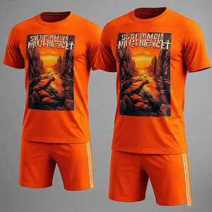 ชุดเสื้อและกางเกงขาสั้นผ้าโพลีเอสเตอร์สำหรับผู้ชายชุดวิ่งออกกำลังกายพิมพ์ลายพิมพ์ซับลิเมชันสำหรับฤดูร้อน - Product Image 5