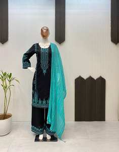 EXCLUSIVO Conjunto Salwar Moderno de 3 Piezas Plazo con Dupatta Bordado y Espejo para Bodas Graduaciones Playas Diwalis - Product Image 6