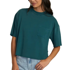 OEM Vente en gros T-shirt court personnalisé pour femmes, coupe carrée, respirant, séchage rapide, manches courtes, bouton de poche de poitrine écologique - Product Image 1
