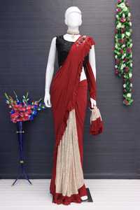 Speciale Feestkleding Nieuw Designer <span class=keywords><strong>Saree</strong></span> Met Mouwloos Blouse Stuk Van Indiase Fabrikant