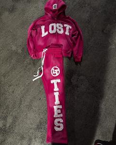 ชุดวอร์มกางเกงขาบานผ้าฝ้าย100% 400gsm มีฮู้ดสำหรับฤดูร้อนผ้าคอตตอนผ้าซาตินซีดจาง - Product Image 1