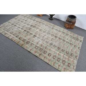 Alfombra turca Vintage verde Beige clásica 4,6X8,1 pies diseño de retazos lana algas marinas para el hogar sala de estar rectángulo pasillo látex - Product Image 4