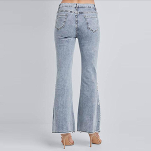 Pantalon en jean noir à paillettes pour femmes, vente chaude, mode décontractée, vêtements de rue, pantalon long à jambes larges, jean ample délavé - Product Image 3