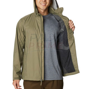 <b>Light</b> <b>Weight</b> Bulk Men Hooded Winter Rain <b>Jacket</b> Canvas Fabric Full Zipper Breathable Quick Dry Front Logo Nylon/Polyester - Product Image 5