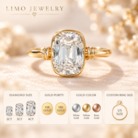 Bague de fiançailles en diamant de laboratoire 3 carats taille Old Mine, or jaune 14K, style vintage Old Mine, sertie clos, IGI, personnalisable OEM ODM
