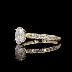 แหวนหมั้นเพชรขนาด1.43กะรัตแหวนหมั้นเพชรรูปวงรีตัดเป็นรูปไข่สีเหลืองทอง14K เครื่องประดับเจ้าสาวหรูหราผ่านการรับรองจริยธรรม - Product Image 2