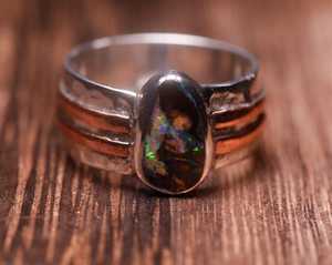 Tự nhiên koroit ma trận tảng đá Opal 925 sterling Silver Pear hình dạng vĩnh cửu, vermeil thiết kế tốt nhẫn với giá bán buôn - Product Image 5