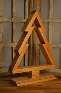 PETIT ARBRE DE NOËL DÉCORATION ÉCOLOGIQUE CADEAU FAIT MAIN Arbre en bois ornemental fabriqué en cerisier un arbre pour toute saison - Product Image 2