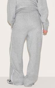 Última Venta caliente Ash Grey 2 piezas mujeres contraste costura Zip Through sudadera chándal conjunto de longitud completa 2 piezas chándal conjunto - Product Image 6