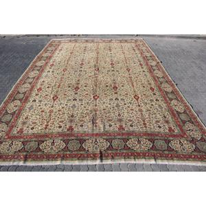 Vintage Turkish Rug, 12.9x19.6 ft Rug, <b>Red</b> Plants & trees <b>Wool</b> Rug - Product Image 1