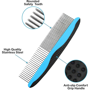 Peigne PET de qualité supérieure pour les zones de petites et grandes races Poignée confortable Poignée ergonomique Matériau ABS antidérapant Emballage en boîte de style simple - Product Image 2