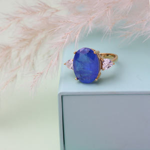 Zafiro CZ Oval Silver Cluster Anillo de mujer Hecho a mano Turco Venta al por mayor Joyería de plata esterlina 925 - Product Image 3