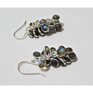 Boucles d'oreilles en labradorite grappe de raisins en argent sterling 925 pour filles bijoux en pierres précieuses en or rose - Product Image 3