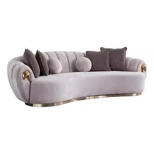 Divano di lusso divano grande divano rotondo xxl divani seduta tessuto grigio 263cm