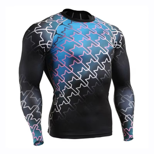 Men's Full Sleeve Rash Guard Sublimation <b>Print</b> Spandex Polyester Quick Dry Sport Shirt Compression Top - Product Image 2