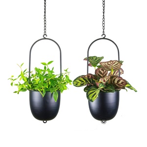 Vente en gros de jardinière suspendue en fer plaqué produit de vente en gros avec chaîne en métal décor de jardin élégant fait à la main. - Product Image 2