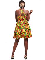 Afrika Kente Cetak Lilin Katun Gaun Kurtis Kaftan Wanita Top Ankara Batik Cetak Pakaian Tradisional Gaun Pesta Kasual