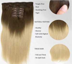 Extensions de cheveux naturels indiens de haute qualité, aspect naturel, bruts, en vrac, Remy, soyeux, lisses, ondulés, tissage double machine, pour queue de cheval - Product Image 2
