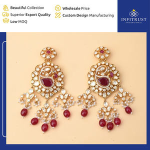 Boucles d'oreilles élégantes en pierre de Moissanite blanche et rouge ornées de paon envoûtant les plus vendues au prix minimal - Product Image 2