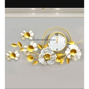 Último patrón llegada Hogar y Hotel decorativo chapado en oro y Color verde recubierto de polvo Metal Floral diseñador Relojes de pared - Product Image 6