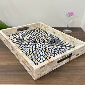 Bandeja de incrustaciones de fregona Tradebyd de lujo hecha a mano para regalar exhibición decorativa y mesa de comedor - Product Image 4