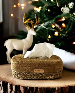 กล่องใส่กระดาษทิชชูสานมือจากหญ้าทะเล กล่องเก็บของทำมือ เป็นมิตรกับสิ่งแวดล้อม ของตกแต่งบ้านจากธรรมชาติ ขายส่งจากเวียดนาม - Product Image 4