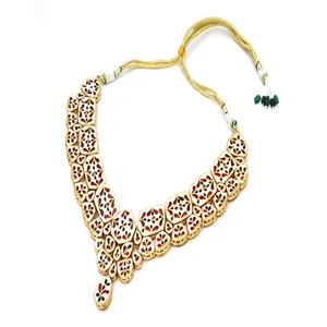 Collier de luxe Meenakari Kundan avec zircon plaqué or pour mariage et soirée, ensembles de bijoux de mariée raffinés - Product Image 3
