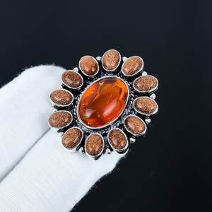 Anillo de Ámbar Báltico y Piedra Solar de Lujo, Hecho a Mano, Plata de Ley 925, Gema Vintage Antigua, Certificado IGI, Día de San Valentín - Product Image 5