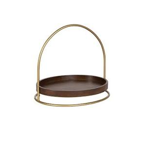 Plateau à cupcake et verres à vin en bois, design dernier cri, avec poignée en métal, forme ronde pour meilleure vente, livraison gratuite - Product Image 1