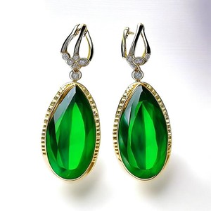 2024 Hot Sale Green Hydro 925 Sterling <b>Silver</b> Gemstone Drop <b>Earrings</b> for Women Wedding Fine Jewelry - Product Image 4