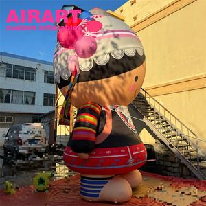 Modèle de poupée ethnique <span class=keywords><strong>gonflable</strong></span> géante, ballon <span class=keywords><strong>gonflable</strong></span> de mascotte de <span class=keywords><strong>femme</strong></span> de dessin animé de scène de fête de mariage pour la publicité - Product Image 3